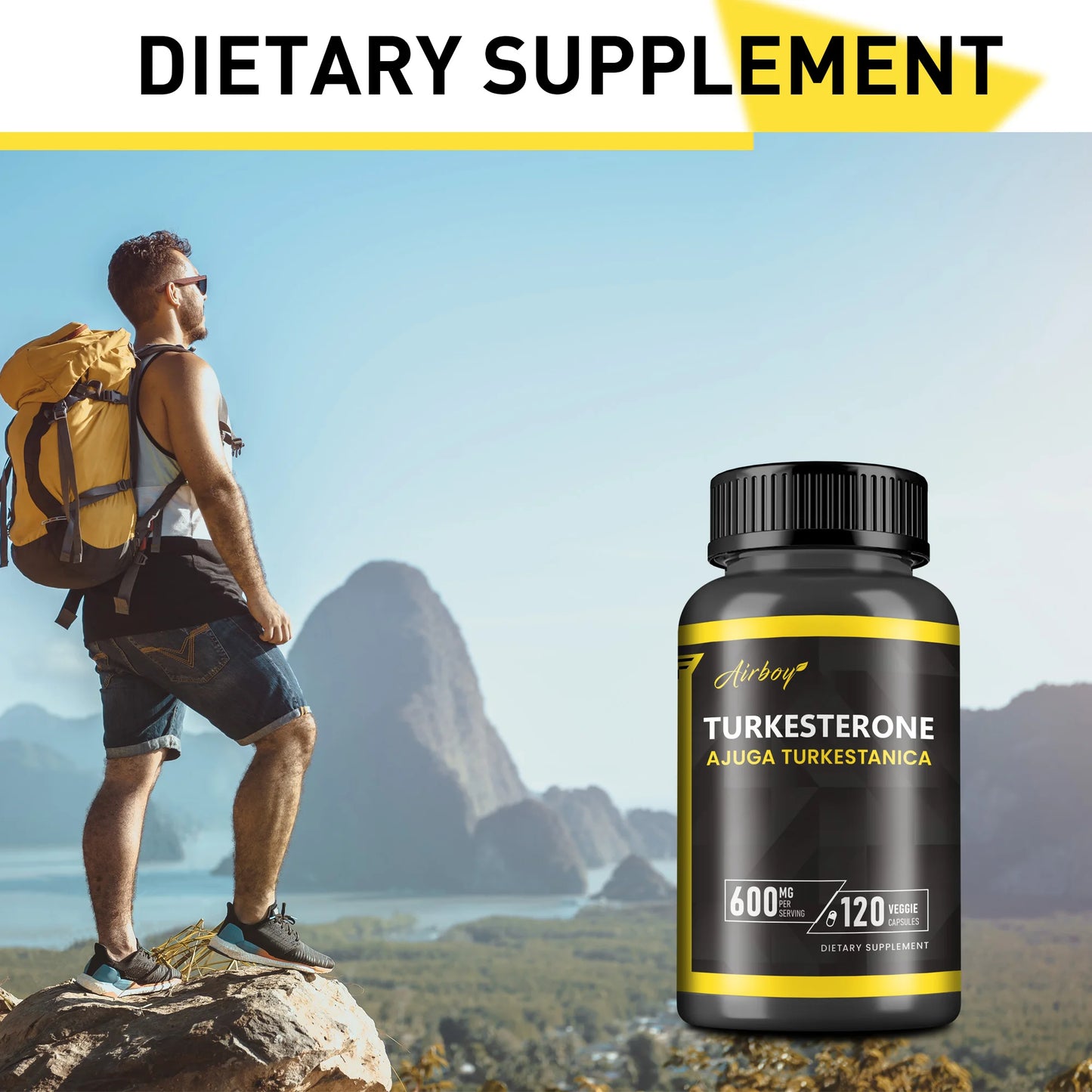 Turkesterone Supplement - Improves Male Performance, Endurance, Motivation, Focus & Muscle Mass. (Suplemento de turkesterona: mejora el rendimiento masculino, la resistencia, la motivación, la concentración y la masa muscular).