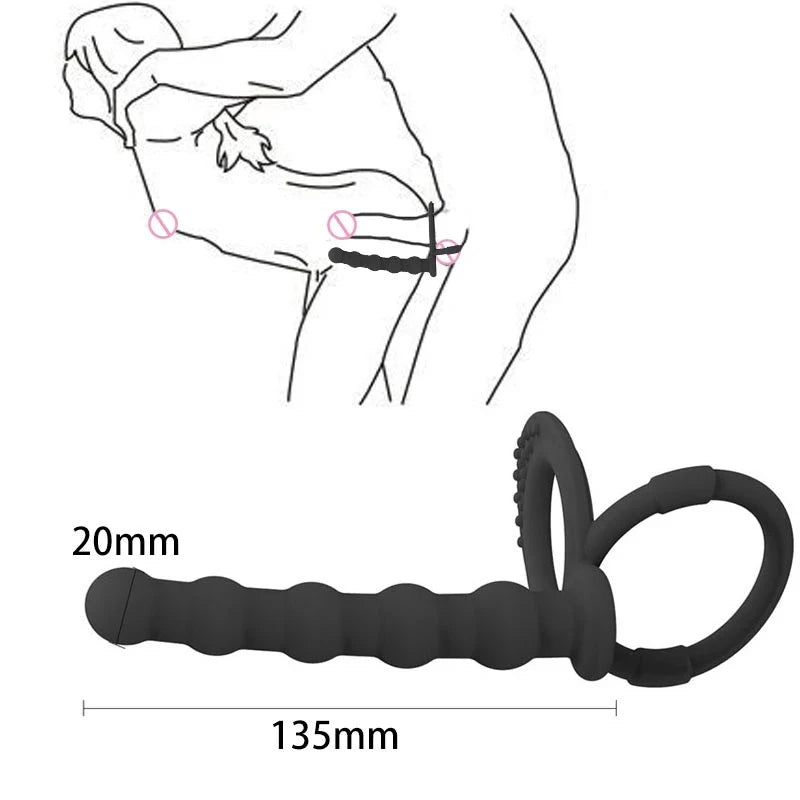 Dildo Penis Butt Plug, Anal Beads & Cock Ring for Delay Ejaculation. (Consolador con tapón anal, bolas anales y anillo para el pene para retrasar la eyaculación)