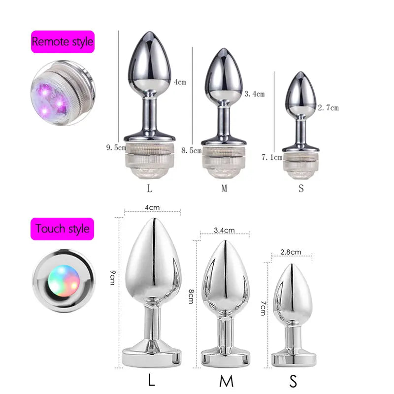 Led Butt Plug Metal Anal Plug with Led Light. (Tapón anal de metal con luz LED)
