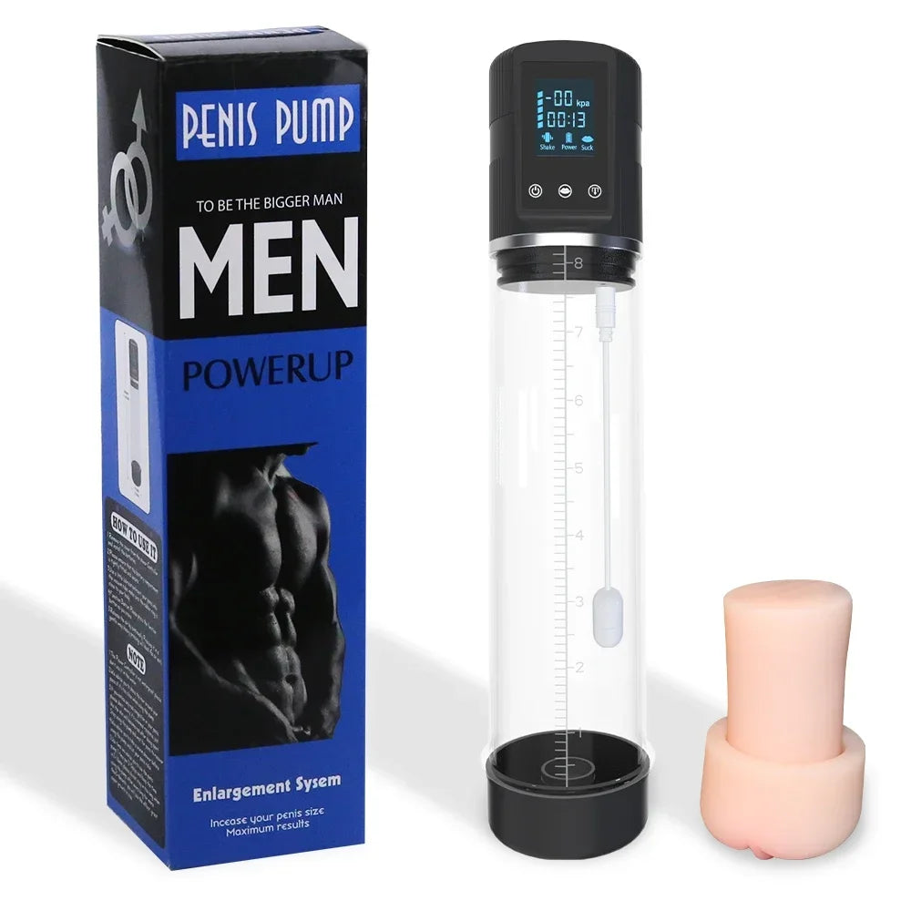 Automatic Penis Enlargement Pump for Men. Dilate Trainer Penis Vacuum Pump. (Bomba automática para alargamiento de pene para hombres. Bomba de vacío para dilatación de pene).