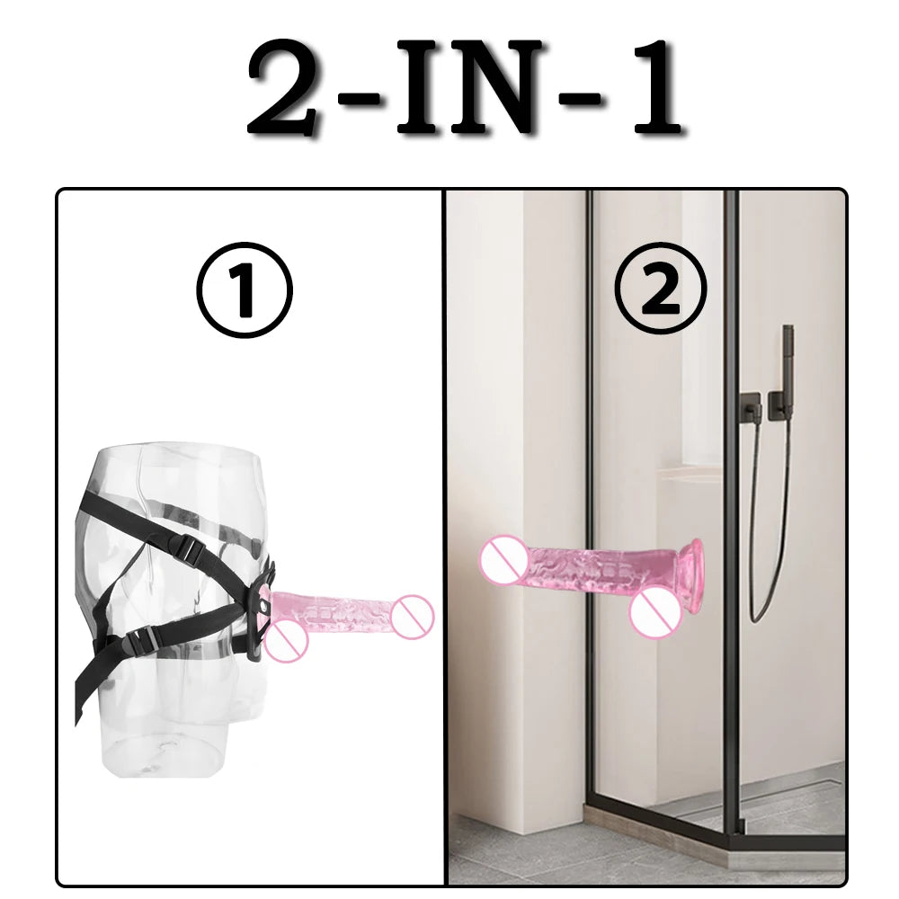 1 pc Wearable Backpack Penis, Lesbian Realistic Dildo Panty Harness. (1 pieza de consolador en forma de pene, con arnés de tipo panty.)