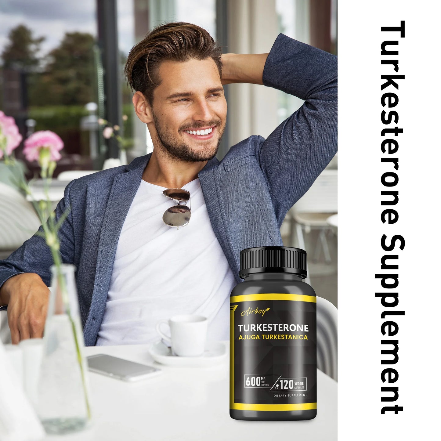 Turkesterone Supplement - Improves Male Performance, Endurance, Motivation, Focus & Muscle Mass. (Suplemento de turkesterona: mejora el rendimiento masculino, la resistencia, la motivación, la concentración y la masa muscular).