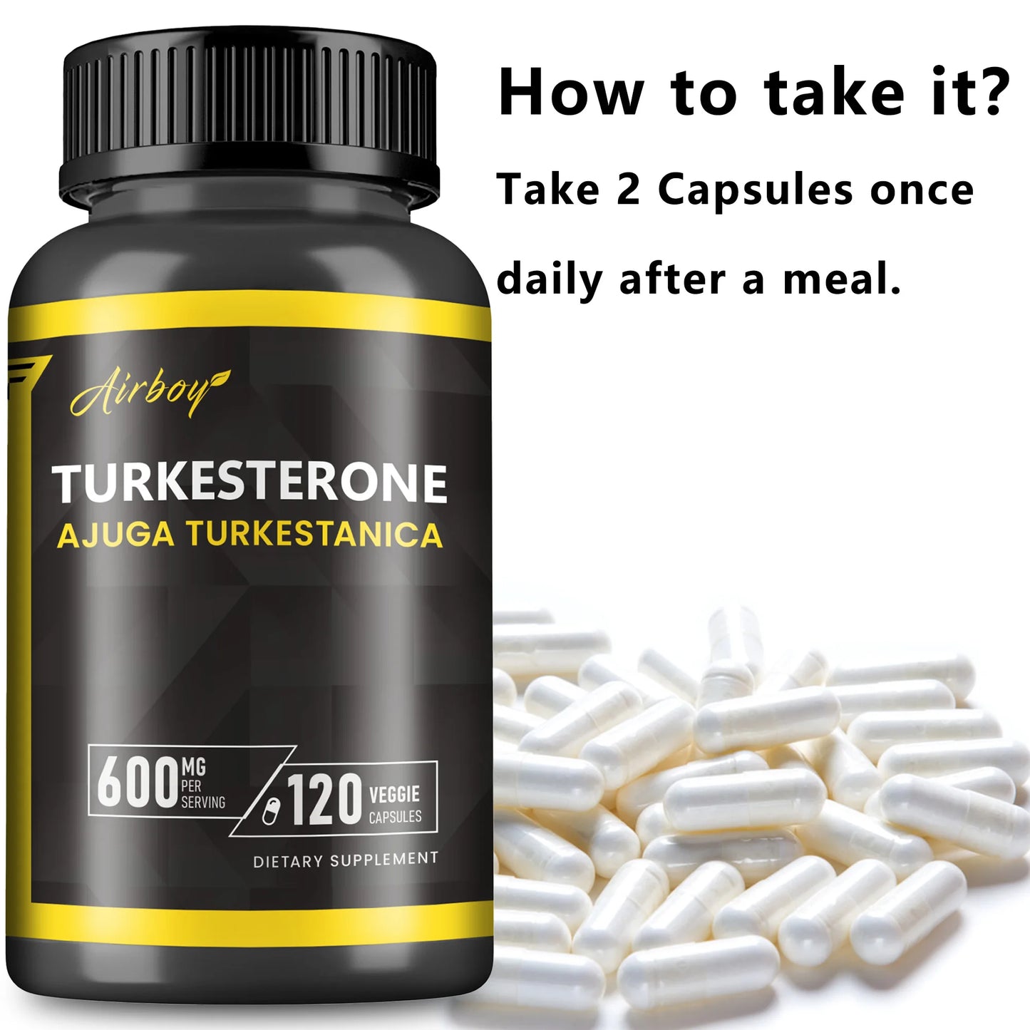 Turkesterone Supplement - Improves Male Performance, Endurance, Motivation, Focus & Muscle Mass. (Suplemento de turkesterona: mejora el rendimiento masculino, la resistencia, la motivación, la concentración y la masa muscular).