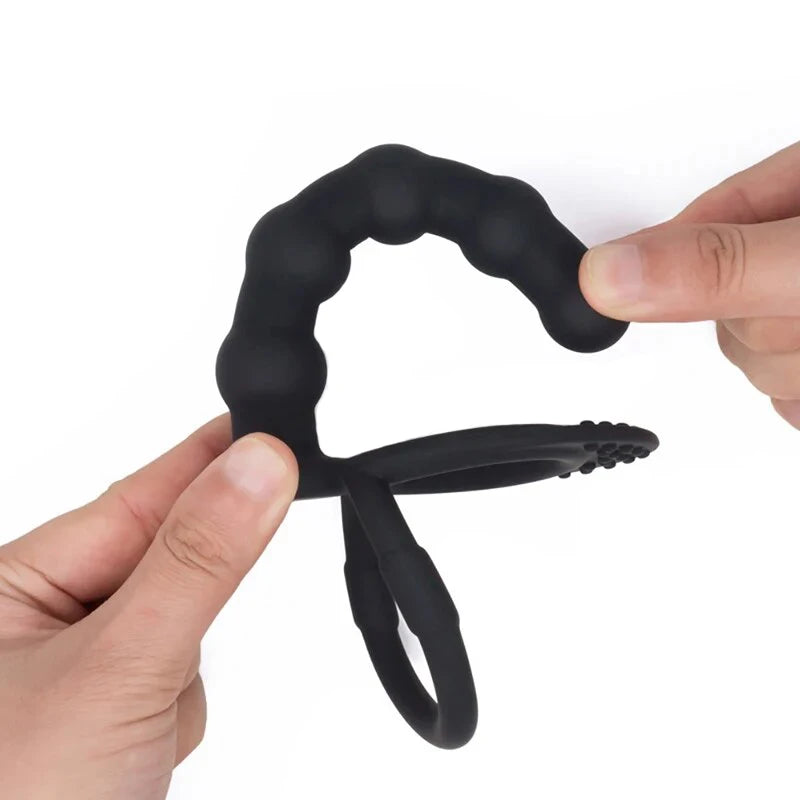Dildo Penis Butt Plug, Anal Beads & Cock Ring for Delay Ejaculation. (Consolador con tapón anal, bolas anales y anillo para el pene para retrasar la eyaculación)