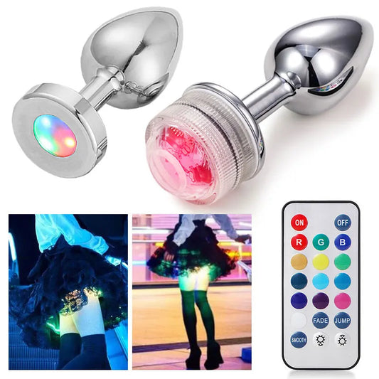 Led Butt Plug Metal Anal Plug with Led Light. (Tapón anal de metal con luz LED)