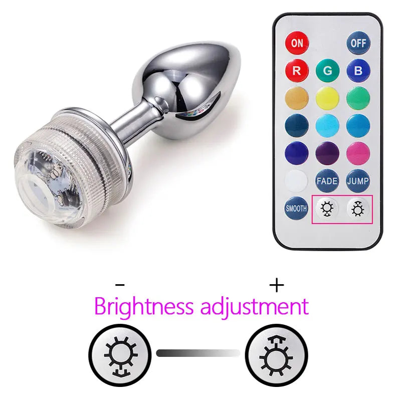 Led Butt Plug Metal Anal Plug with Led Light. (Tapón anal de metal con luz LED)