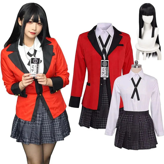 Anime Kakegurui Jabami Yumeko Costume Halloween. Japanese School Girls JK Uniform Halloween. (Disfraz de Jabami Yumeko de Anime Kakegurui para Halloween. Uniforme escolar japonés .)