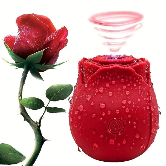 Rose Shape Vagina Sucking Vibrator. Intimate Good Nipple Sucker. Oral Licking Clitoris Stimulation. (Vibrador succionador vaginal con forma de rosa. Succionador de pezones íntimo. Estimulación del clítoris con lamido oral).