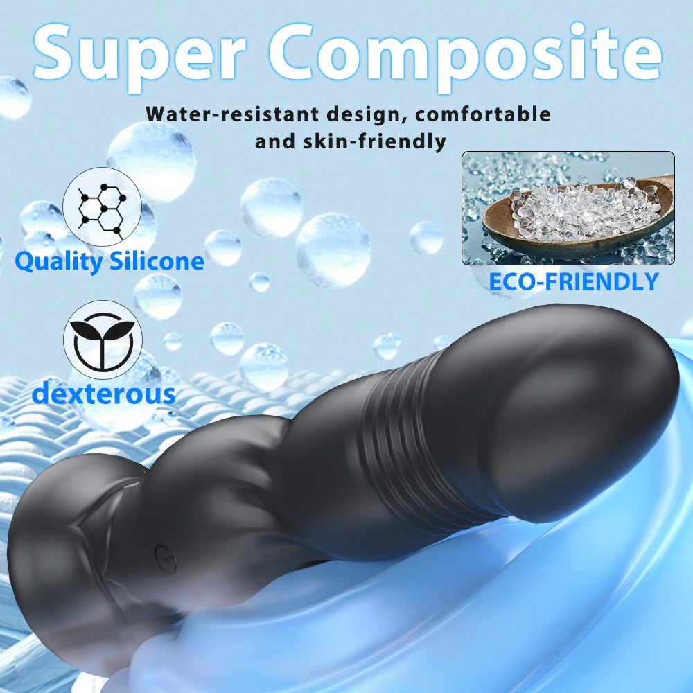 Thrusting Prostate Massager Bluetooth Anal Vibrator  with Wireless Control and Butt Plug Suction Cup. (Masajeador de próstata con vibración anal y Bluetooth, control inalámbrico y tapón anal con ventosa)