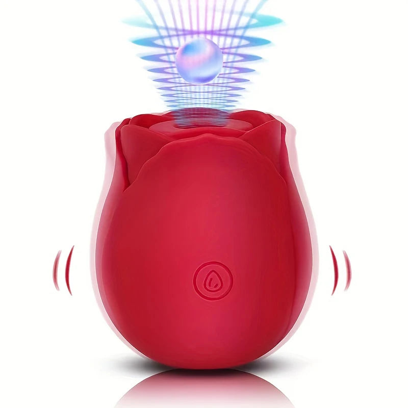 Rose Shape Vagina Sucking Vibrator. Intimate Good Nipple Sucker. Oral Licking Clitoris Stimulation. (Vibrador succionador vaginal con forma de rosa. Succionador de pezones íntimo. Estimulación del clítoris con lamido oral).