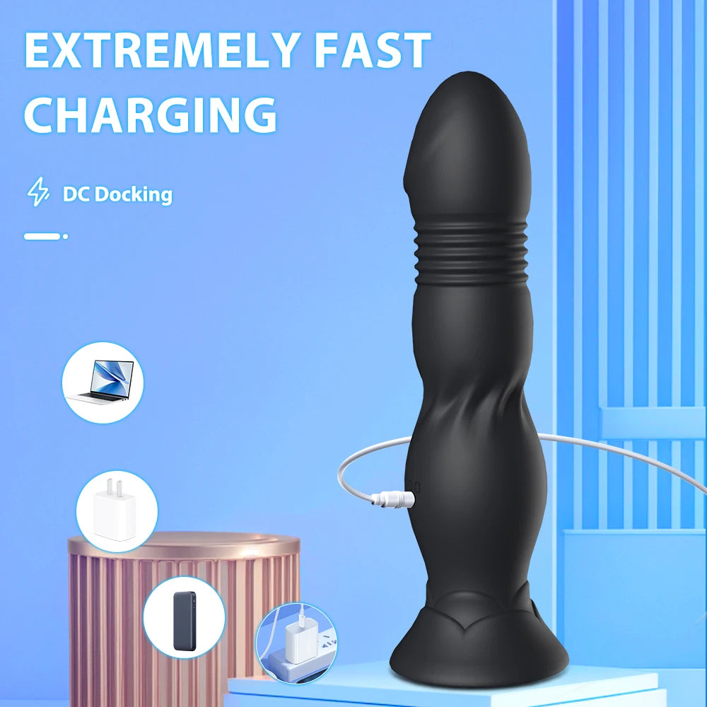 Thrusting Prostate Massager Bluetooth Anal Vibrator  with Wireless Control and Butt Plug Suction Cup. (Masajeador de próstata con vibración anal y Bluetooth, control inalámbrico y tapón anal con ventosa)