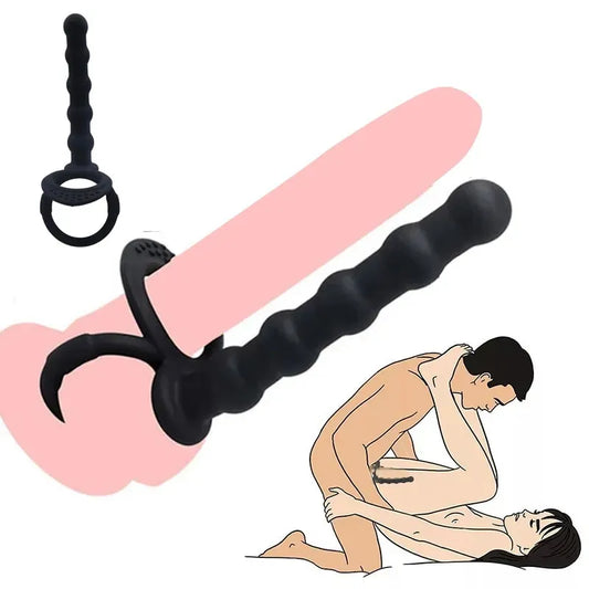 Dildo Penis Butt Plug, Anal Beads & Cock Ring for Delay Ejaculation. (Consolador con tapón anal, bolas anales y anillo para el pene para retrasar la eyaculación)