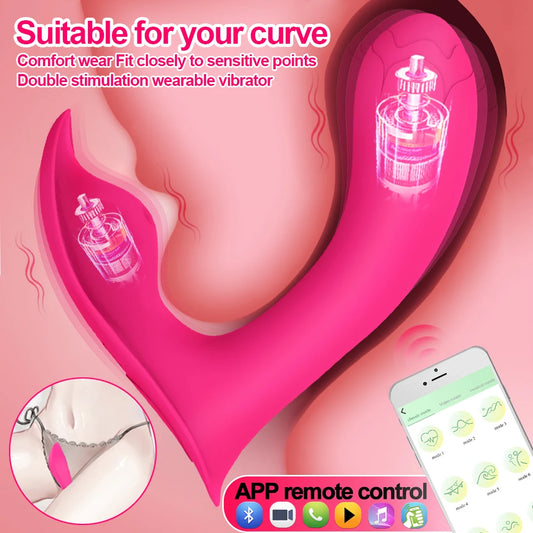 Bluetooth Wearable Vibrator G Spot Clitoral Vaginal Massage Masturbator. (Vibrador portátil Bluetooth, masturbador masajeador vaginal, de clítoris,  y punto G).