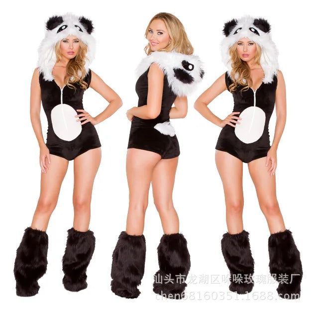 Woman Sexy Animals Costume Bunny White Leopard Fox for Halloween. (Disfraz de conejita, leopardo y zorro blanco sexy de mujer para Halloween)