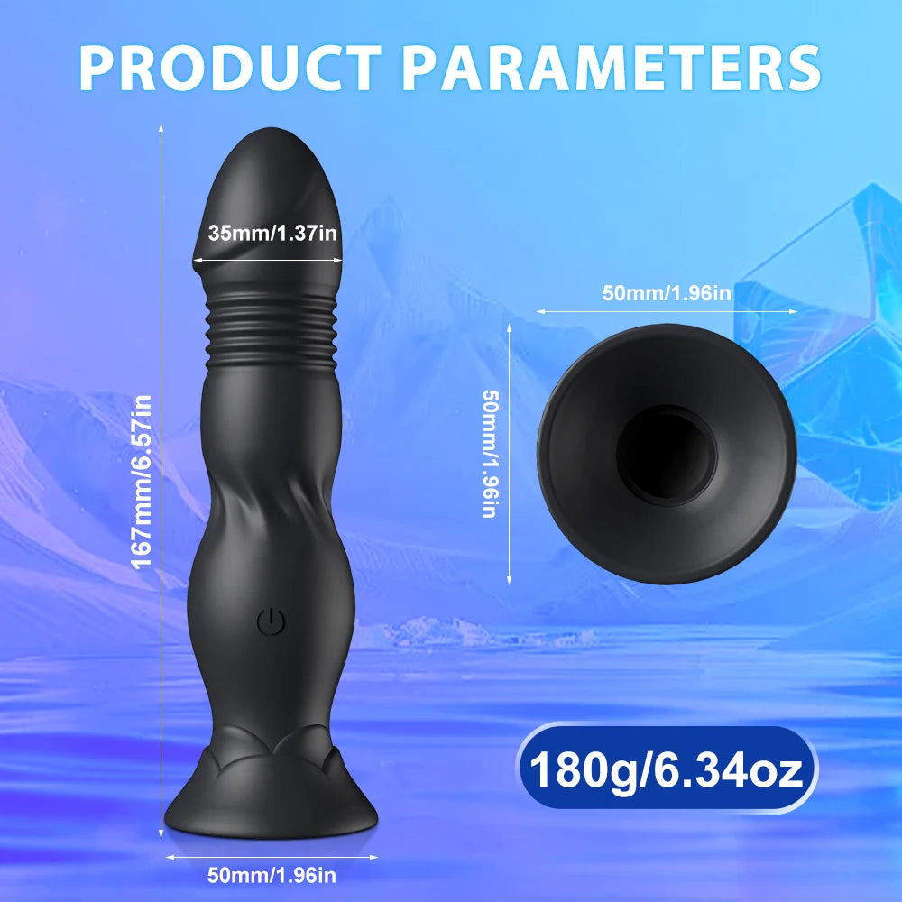 Thrusting Prostate Massager Bluetooth Anal Vibrator  with Wireless Control and Butt Plug Suction Cup. (Masajeador de próstata con vibración anal y Bluetooth, control inalámbrico y tapón anal con ventosa)