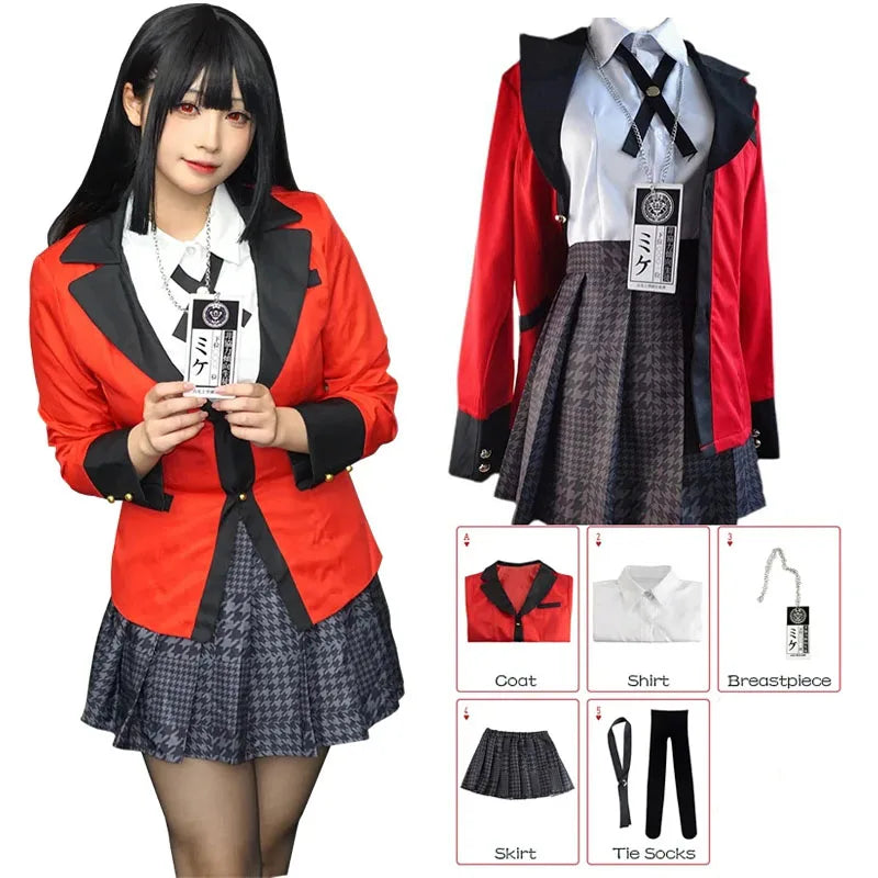 Anime Kakegurui Jabami Yumeko Costume Halloween. Japanese School Girls JK Uniform Halloween. (Disfraz de Jabami Yumeko de Anime Kakegurui para Halloween. Uniforme escolar japonés .)