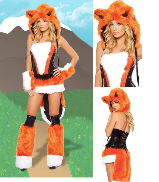 Woman Sexy Animals Costume Bunny White Leopard Fox for Halloween. (Disfraz de conejita, leopardo y zorro blanco sexy de mujer para Halloween)