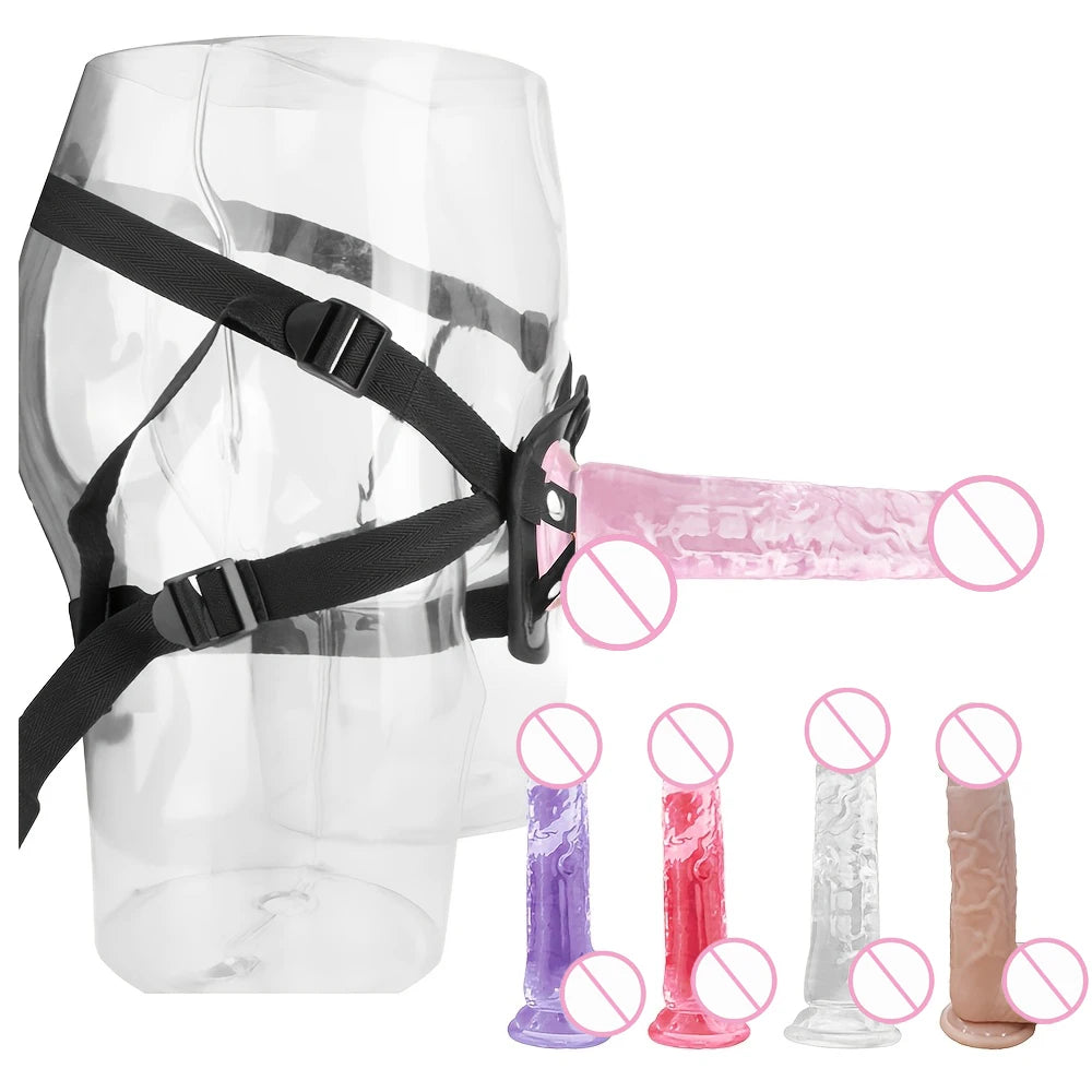 1 pc Wearable Backpack Penis, Lesbian Realistic Dildo Panty Harness. (1 pieza de consolador en forma de pene, con arnés de tipo panty.)