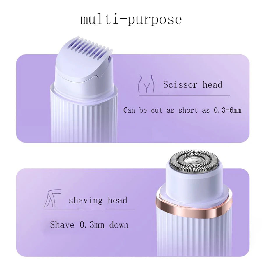 Two in one women's electric shaver - suitable for eyebrows, face, legs, and armpits, portable wet and dry hair remover. (Afeitadora eléctrica dos en uno para mujeres: adecuada para cejas, rostro, piernas y axilas, depiladora portátil en seco y húmedo).