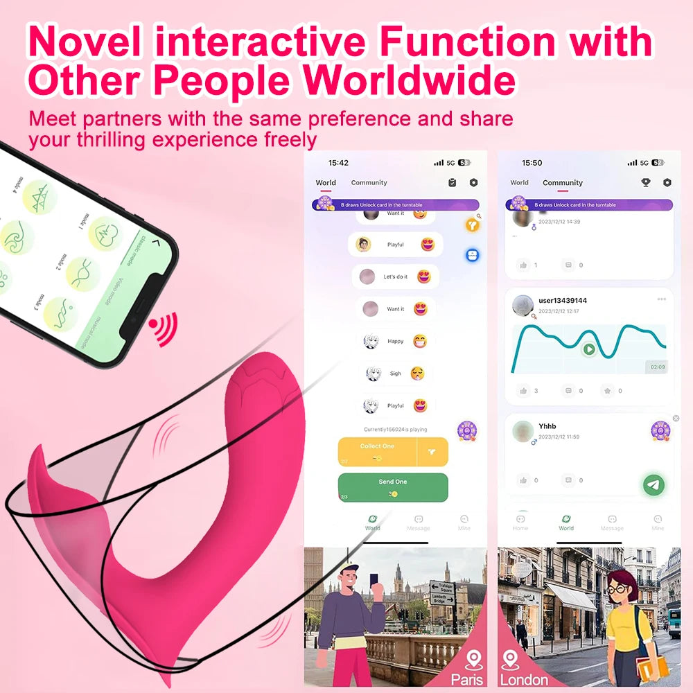 Bluetooth Wearable Vibrator G Spot Clitoral Vaginal Massage Masturbator. (Vibrador portátil Bluetooth, masturbador masajeador vaginal, de clítoris,  y punto G).
