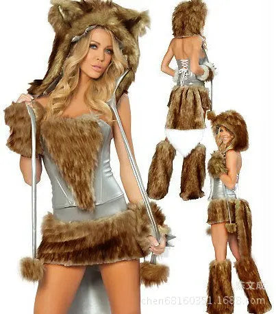 Woman Sexy Animals Costume Bunny White Leopard Fox for Halloween. (Disfraz de conejita, leopardo y zorro blanco sexy de mujer para Halloween)