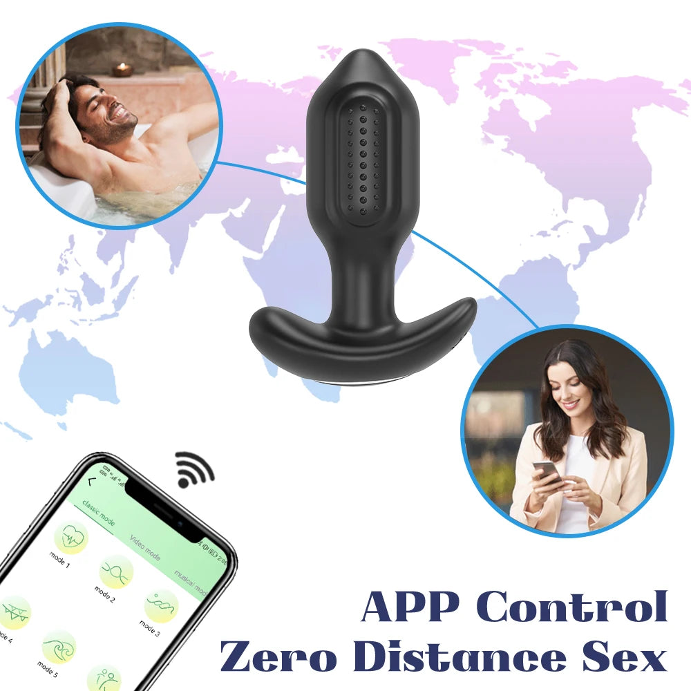Vibrating Anal Plug and Male Prostate Massager. Includes iPhone / Android App ( Vibrador anal y masajeador de próstata masculino. Incluye app para iPhone/Android)