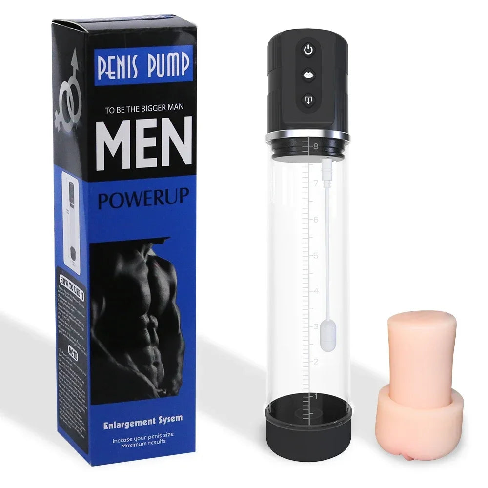 Automatic Penis Enlargement Pump for Men.  Dilate Trainer Penis Vacuum Pump. (Bomba automática para alargamiento de pene para hombres. Bomba de vacío para dilatación de pene).