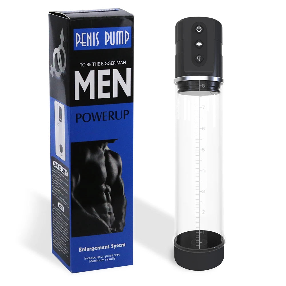 Automatic Penis Enlargement Pump for Men.  Dilate Trainer Penis Vacuum Pump. (Bomba automática para alargamiento de pene para hombres. Bomba de vacío para dilatación de pene).